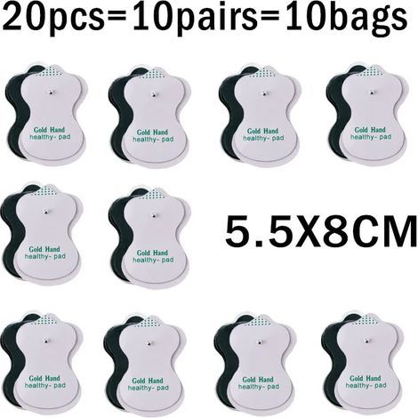 Lot de 10 électrodes TENS réutilisables en gel avec prise de 3,5 mm pour appareil de massage électrique, acupuncture, stimulation nerveuse et musculaire par impulsions EMS 05909-AquaForge