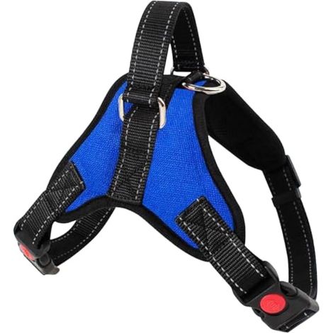 Harnais pour Chien avec poignée Contrôle, Harnais Anti Traction pour Chien Réfléchissant Réglable, pour Petit Moyen et Grand, Respirant Durable, Bleu, M (1/5)