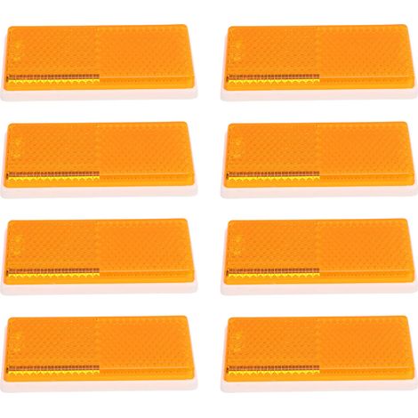 Catarifrangenti rettangolari impermeabili, adesivi riflettenti autoadesivi per rimorchi, roulotte, camion, trattori, barche, colore giallo, 8 pezzi.