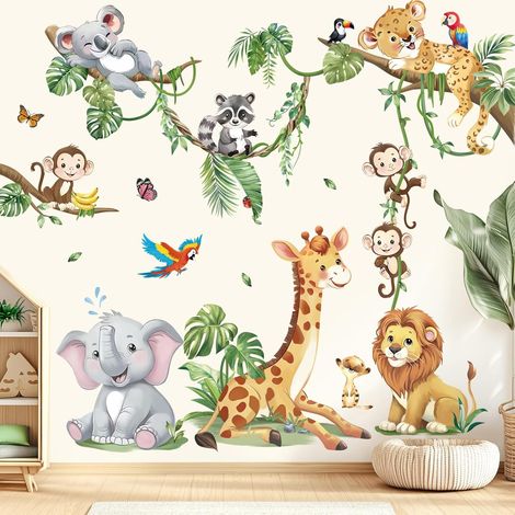 Stickers Muraux Enfant Animaux Jungle Autocollant Mural Safari (1/5)
