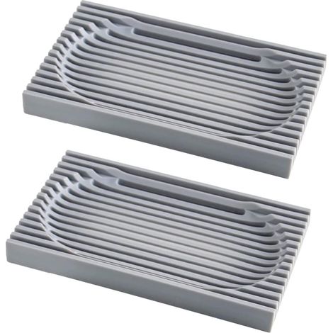 Lot de 2 porte-savons en silicone premium avec drainage, design antidérapant pour douche, salle de bain et cuisine (1/5)