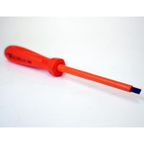 Tournevis plat 3.5x75mm isolé 1000V lame acier chromé manche bi-matière electricien pour vis tête fendue DERANCOURT