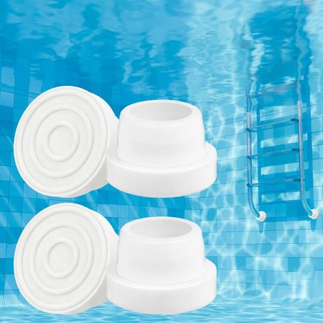 4 Pièces Tampons en Caoutchouc pour Piscine, Protections pour Échelles de Piscines, Bouchon en Caoutchouc de Rechange, Accessoires pour Échelles de Piscine, Blanc (1/5)