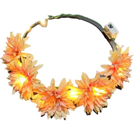 Couronne De Fleurs Led - Bandeau Luminieux Avec Diodes Émettrices De Lumière - Pour Fête Mariage Carnaval Photo - 1 Pièce (1/5)
