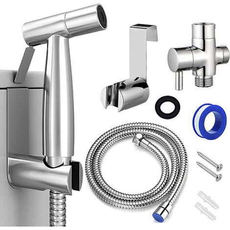 Douchette Bidet - Robinet Vanne 3 Voies - Tuyau Acier Inoxydable 150 cm - Pour Toilettes - 1 Pièce