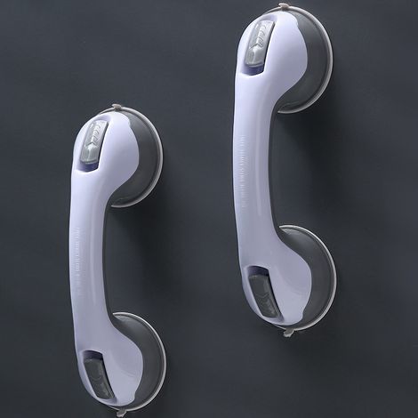 Lot de 2 poignées de douche à ventouse, poignées de baignoire en plastique, pour salle de bain-AquaForge (1/5)