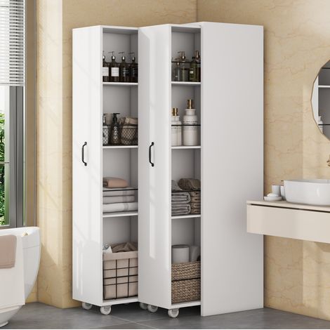 Meuble rangement extensible 4 niveaux MDF blanc OKMYHOME
