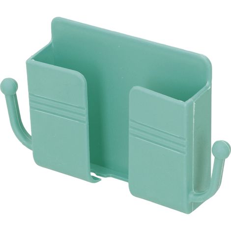 Support mural vert sans perçage pour chargeur de téléphone, boîte de rangement multifonction autocollante, étagère de stockage murale adhésive (1/5)