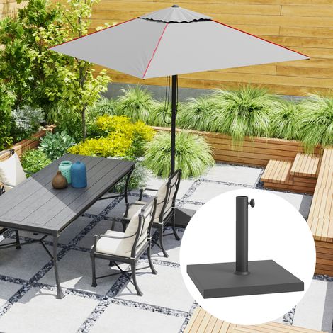 Base per Ombrellone Quadrata da 14.5 kg con Manovella, in HDPE e Cemento, 44x44x30 cm, Nero
