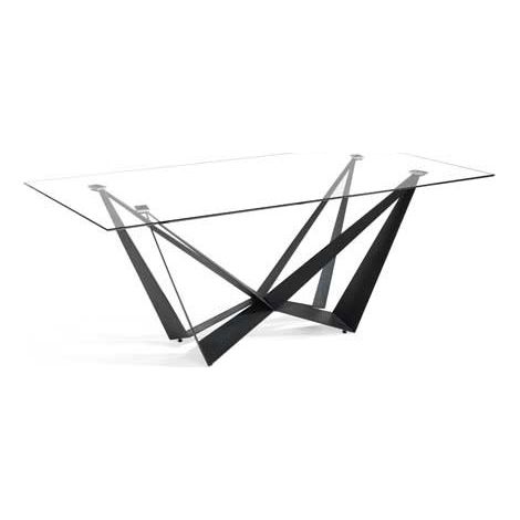 MOMMA HOME Mesa de comedor cristal transparente, diseño rectangular, Modelo Cala, Medidas 200 x 100 x 76H cm (1/5)