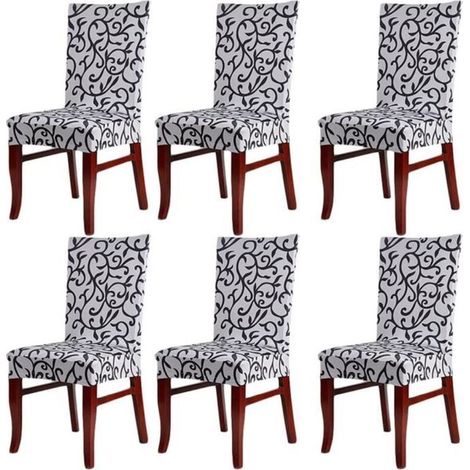 Lot de 6 Housses de chaise universelles - Strech - Imprimés (1/4)