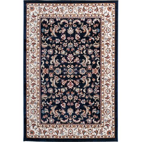 Tapis bleu marine classique effet 3d à bordure - 170 x 120 cm (1/3)