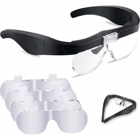 Magnifying Glass with 2 LEDs and 4 Removable Lenses for Reading, Jewelry Making, Sewing and DIY MUMU (1/4)