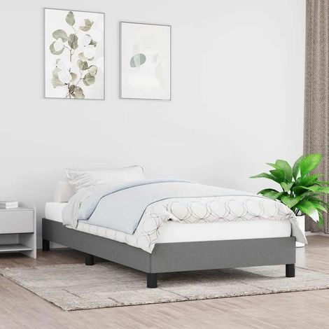 Cadre de lit 80 x 200 cm avec sommier à lattes, tissu gris foncé sans matelas - PANGIVO (1/5)