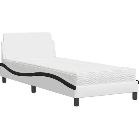 Maison Exclusive - Letto con Materasso Dover Nero e Bianco 80x200 cm in Similpelle (1/5)