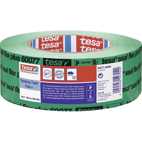 Ruban adhésif pare‑vapeur– Seal Flex haute performance pour freins‑vapeur et membranes de toiture, ruban d’étanchéité auto‑adhésif pour la fermeture des films, qualité professionnelle 50mm x 25m (1/5)