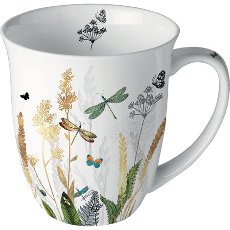 Tasse en porcelaine fine décor libellules – Hauteur 11 cm – Diamètre 10 cm – Passe au lave-vaisselle et micro-ondes – Ambiente (1/3)