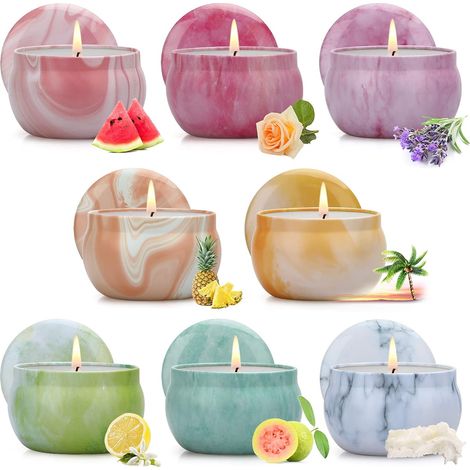 Lot de 8 bougies parfumées pour femme, bougies d'aromathérapie de 120 heures de combustion, bougie en cire de soja naturelle, coffret cadeau portable pour anniversaire, mariage (1/5)