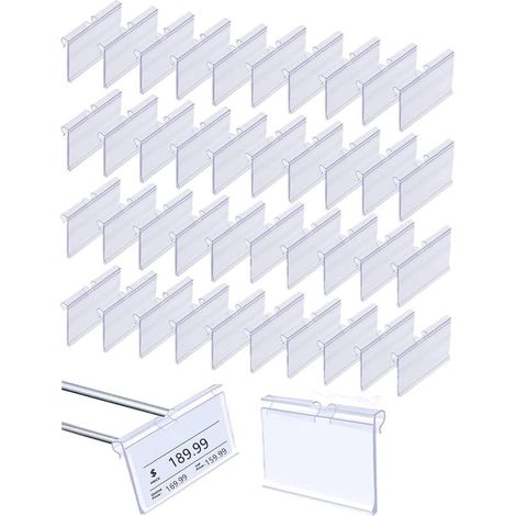 Étiquettes - Étiquettes de prix - Étiquettes de prix - Magasin - Durable - Vente au détail - Indication de prix - Porte-étiquettes - 40 porte-étiquettes en plastique transparent pour le bureau (1/5)