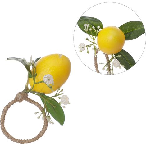 Lot 6 Ronds de Serviette Citron Simulation, Porte-Serviette pour Décoration Table Restaurant, Mobilier Maison (1/5)