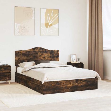 Aufbewahrungsbett Geräucherte Eiche 160 x 200 cm Holzwerkstoff