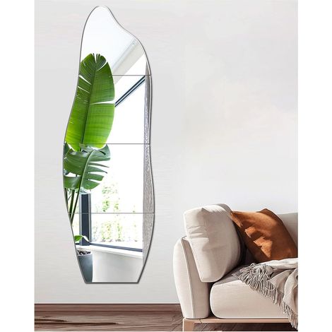 Lot de 4 Miroir, Verre 2mm HD, Adhésif Étanche, Décoration Murale Salon Salle de Bain (1/5)