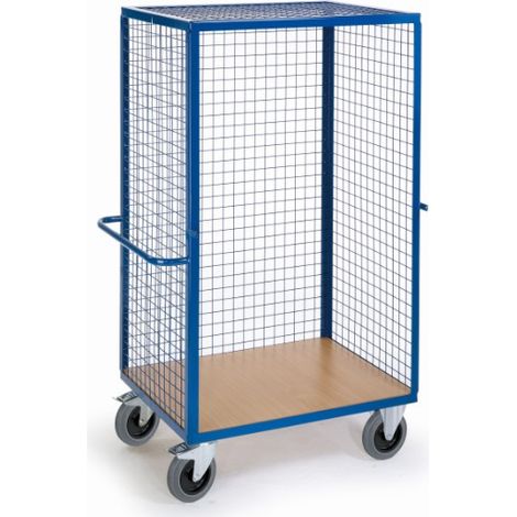 Rollcart Gitter-Regalwagen mit Schiebegriff und Grundboden 980x700mm im Buchedekor