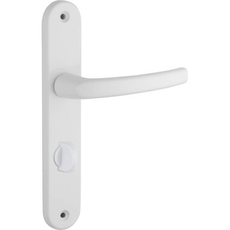 1 - Poignée de Porte - Serrure de Condamnation - Carré 7 mm - Entraxes 195 mm - Pour Salle de Bain et Toilettes - Blanc