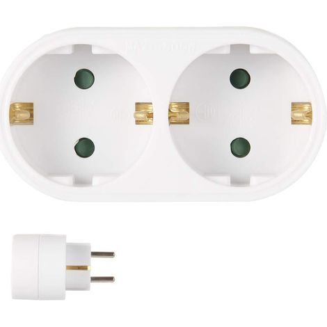 Adaptateur multiprise, prise européenne avec terre, convertisseur de puissance, prise interrupteur, blanc 500 V 16 A (1/4)