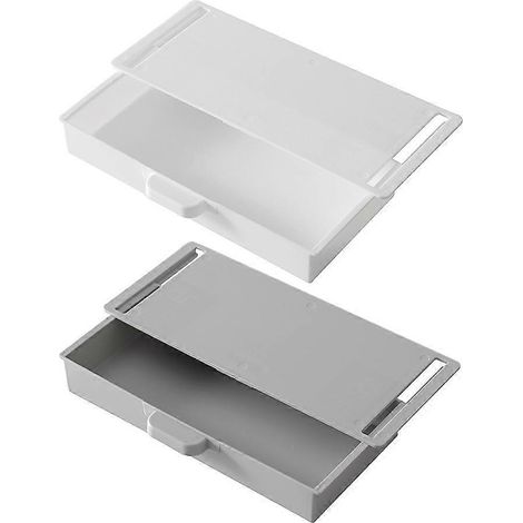 Lot de 2 tiroirs de bureau, tiroirs de rangement, tiroir caché, porte-crayons, organiseur de bureau-23.5x10.5cm-White (1/3)
