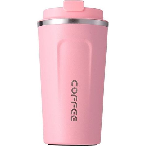 Tragbarer Kaffeebecher/Thermoskanne/Teebecher aus hochwertigem Edelstahl – 380 ml, rosa (1/3)