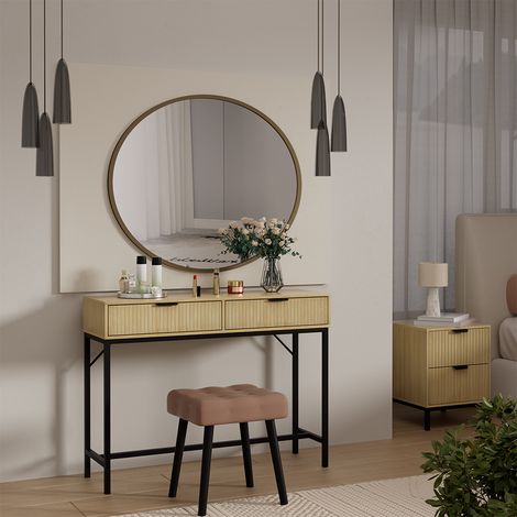 Schminktisch Lennox, Eiche, 100 x 75 cm mit 2 Schubladen, Vicco