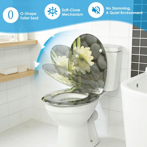 Abattant WC ovale en duroplast avec mécanisme de fermeture freinée, motif bambou zen (1/5)