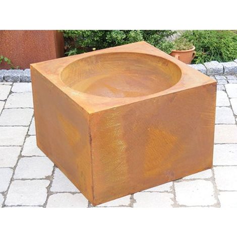 Jardinière Décorative Aspect Rouille Pot de Fleurs Vintage en Métal Patiné 50 x 50 x 50 cm - PANGIVO (1/3)