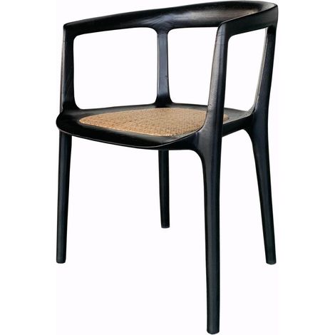 Amadeus - Fauteuil de table en bois noir et cannage rotin (1/2)