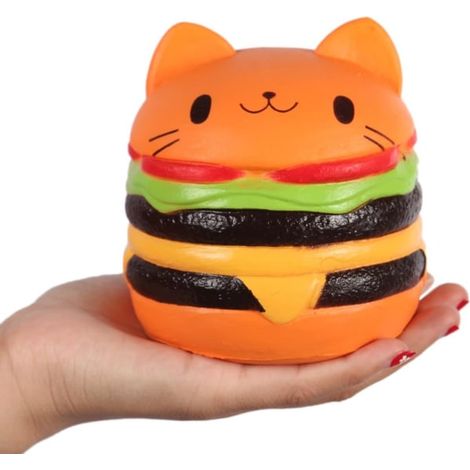 Lot de 3 hamburgers pour chat jouets souples 3D anti-stress, peluches compressibles à malaxer, jouets de relaxation pour enfants et adultes, idéal pour apaiser l'anxiété. (1/5)