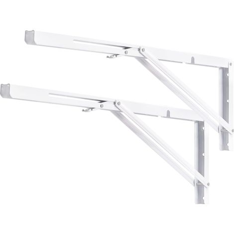 Équerres Étagères Pliable 600mm,Équerres Pliantes Support Console Pliable Charge Maximale 150KG Robuste Brace de Tablette Flottants Pour Garage Cuisine Chambre, Blanc, avec Vis (1/5)
