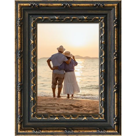 Cadre Photo Vintage 10x15 cm, Cadre Ornemental Doré de Style Victorien pour Photos, Affiches et Œuvres d’Art, Décoration Murale pour Maison et Bureau (1/5)