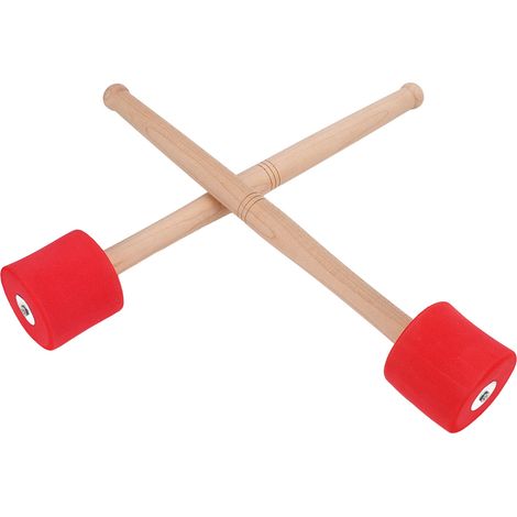 2PCS Baguettes de Batterie en Mousse EVA, Manche en Chêne et Embout Antidérapant pour Accessoires de Percussion Rouge (1/5)