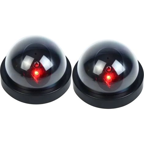 Lot de 2 fausses caméras de sécurité avec LED rouge clignotante, fausse caméra dôme pour la maison, les entreprises, l'intérieur et l'extérieur, les usines (1/5)