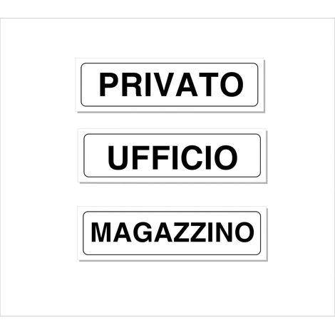Kit d'autocollants plaque pour porte PVC adhésif résistant Lavable Dimensions 21 x 6 cm PRIVATO entrepôt bureau (1/3)
