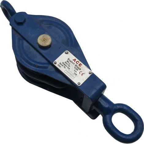 1.5 Ton 125MM Double Sheave Snatch Block With Swivel Eye Blue Painted - 13MM Wire Rope Safety Lift (1/5)