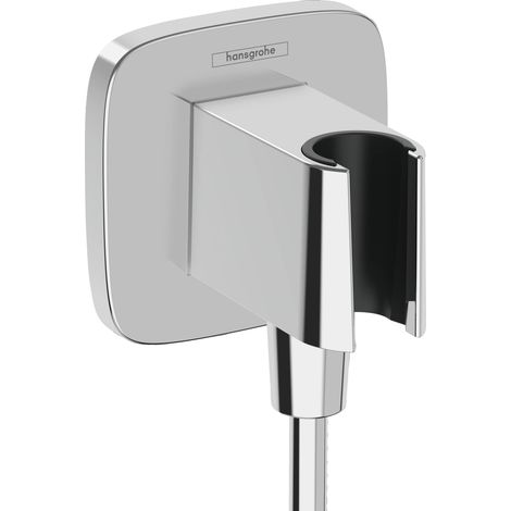 hansgrohe FixFit E - Attacco a parete per tubo doccia con supporto per doccetta, con dispositivo antiriflusso, cromo, 26485000 (1/5)