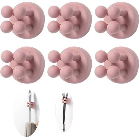 Zahnbürstenhaken Selbstklebender Silikon Zahnbürstenhalter Wasserdicht und bohrfrei Wiederverwendbar Lotusrosa 6er Pack Kein Bohren erforderlich (1/5)
