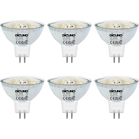 Ampoule LED GU5.3 MR16 5W, 220V blanc neutre 4000K, non dimmable  spot LED GU5.3 12V, équivalent halogène 50W, 500lm, lot de 6 (1/5)