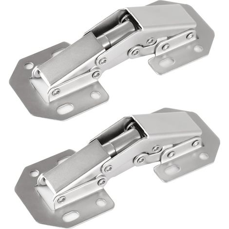 Lot de 2 charnières dissimulées de 4,2 pouces pour portes d'armoires sans cadre, charnières d'armoire dissimulées, charnières à montage en surface (1/5)