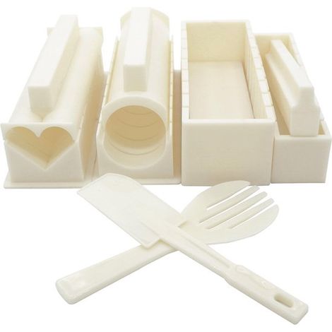 Sushi Maker Set, 10 teilig / Reisrollenform 5 einzigartige Formen: Herz, Kreis, Pyramide, Quadrat / Japanische Küche zum Selbermachen / Einfach u (1/5)