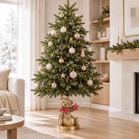 Orsetto con fiocco rosso base albero decorazione natalizia da 45 cm x 63 cm (1/5)