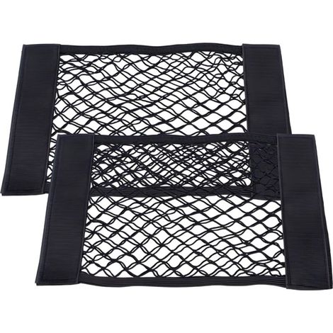 [NIE BENUTZT]2er-Pack Kofferraumnetze mit Klettverschluss, universelles elastisches Netz für Auto/SUV, robuste Gepäckaufbewahrung und -organisation (40 x 25 cm)