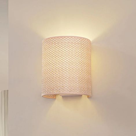 [NEUWERTIG] B-Ware Lindby Wandleuchte Wandlampe Soula Kunststoff Beige Dimmbar E27 Led Höhe 20 Cm
